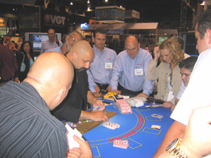 Sal demonstrating techniques at G2E Las Vegas